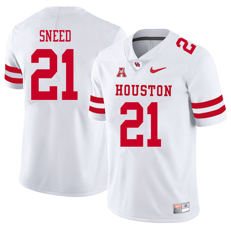 Men #21 Stacy Sneed Houston Cougars College Football Jerseys Sale-White